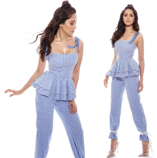 Indian Actress Nushrratt Bharuccha slays in checkered separates